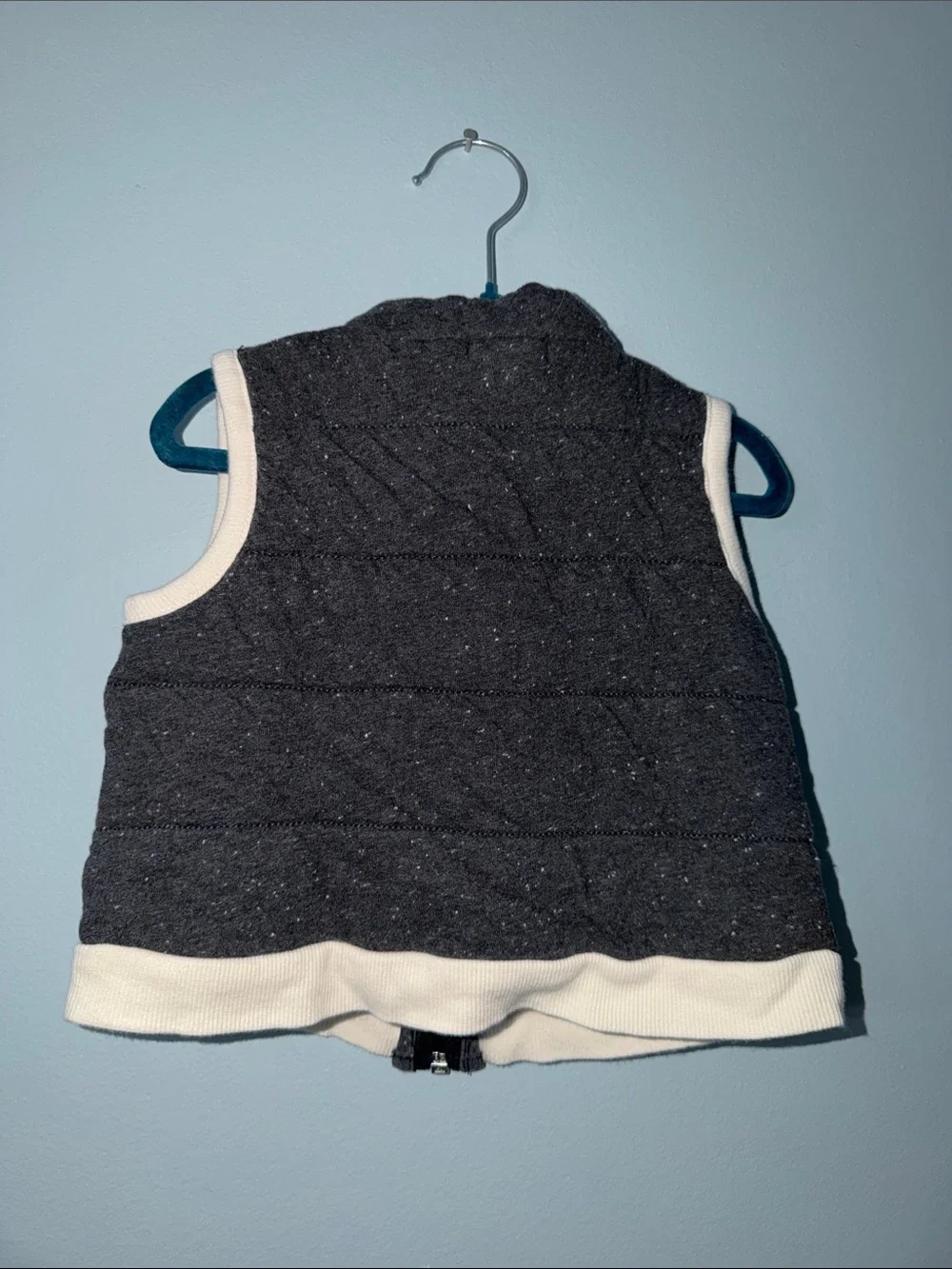 Burt’s Bees baby 12m Charcoal Quilted Sleeveless Vest with white Trim